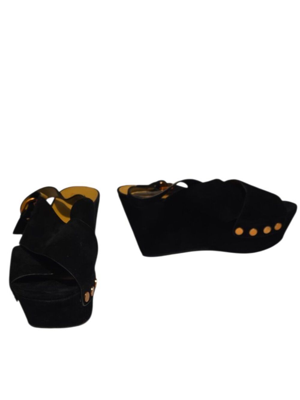 Size 10M Marc Fisher LTD Crossover Black Nubuck Barlow Platform Wedges No Box